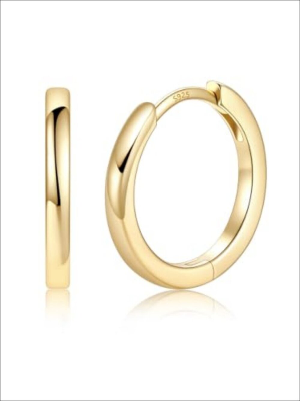 14K Gold Plated Huggie Hoop Earrings Women Small Hypoallergenic 12MM
